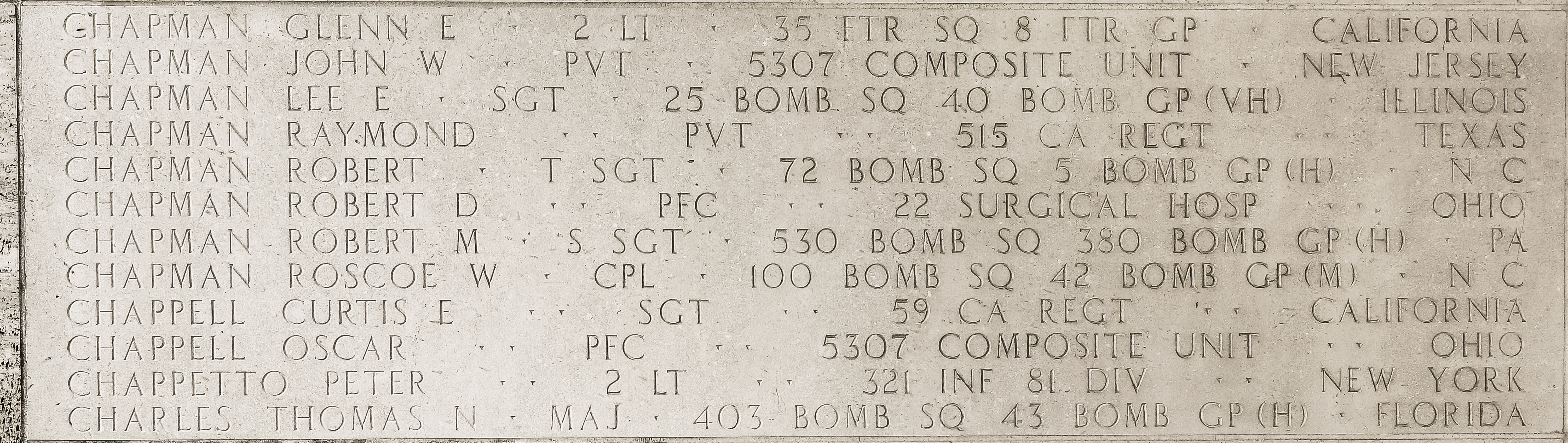 Robert M. Chapman, Staff Sergeant